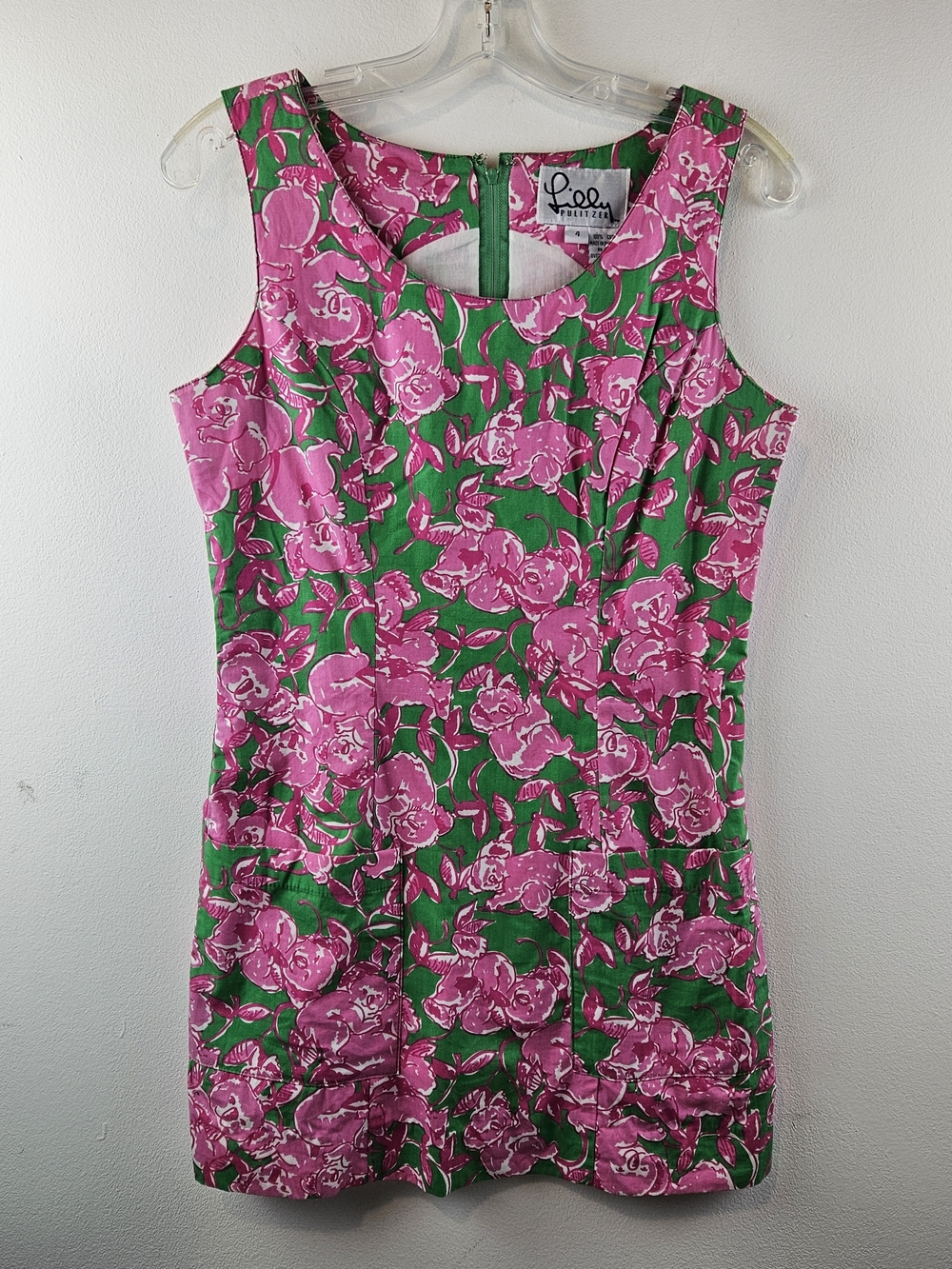 Lilly Pulitzer Pink & Green Floral Sleeveless Shift Dress Size 4
